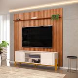 Bancada Cher Com Painel Trento 223cm X 240cm X 44,5cm Off White/freijó