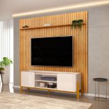 Bancada Cher Com Painel Trento 223cm X 240cm X 45cm Off White/cedro