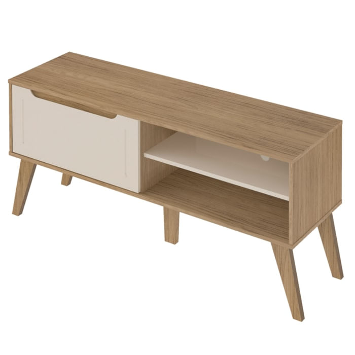 Rack Bancada Para Tv 60 Pol 134 Cm 4600 Carvalho Off White Arly