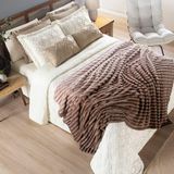 Coordenado Cobre Leito E Cobertor Fluflu Queen Ultrasoft Alto Relevo Dupla Face Mocassim 100% Poliéster