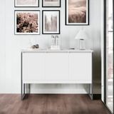 Buffet Luxuoso 3 Portas Barcelona Branco Preto