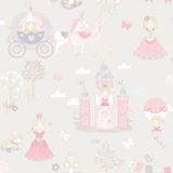 Papel De Parede Conto De Fadas - G78370 Cinza E Rosa Tiny Tots 2 - G78370