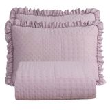 Colcha Babado Casal Fluffy 3 Peças S 100% Poliéster Rosé