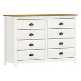 Cômoda 8 Gavetas Em Madeira Linha Topázio - Branco/freijó