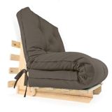 Sofa Cama Solteiro Futon Dobrável Cinza