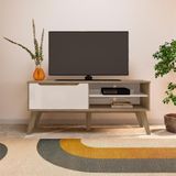Rack Bancada Para Tv 60 Pol 134 Cm 4600 Carvalho Off White Arly