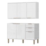 Armario E Balcao Pia 120 Cm Glor Abgl24 Branco Neve Mxm