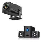 Kit Multimídia Completo: Projetor Hy320 Mini Preto + Caixa De Som Potente – Cinema Em Casa Com Qualidade Hd!