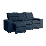Sofá 3 Lugares Retrátil E Reclinável Baden Linho Azul Marinho 230 Cm