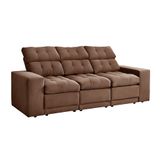 Sofá 3 Lugares Retrátil E Reclinável Baden Suede Marrom 230 Cm