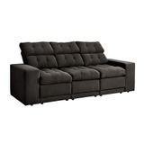 Sofá 3 Lugares Retrátil E Reclinável Baden Suede Preto 230 Cm