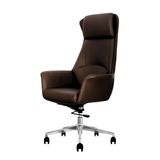 Cadeira De Escritório Home Office Presidente Atlanta Marrom Assento Espuma Laminada D28 Base Giratória Aço Cromado