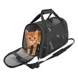 Mochila Pet Bolsa Transporte Cachorro Gato Canguru Caes Dobravel Mala Viagem Aviao Carro Preta