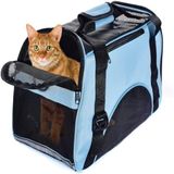 Mochila Pet Canguru Dobravel Bolsa Transporte Gato Cachorro Caes Mala Viagem Aviao Carro Azul