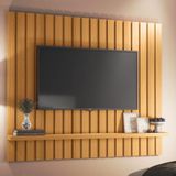 Painel Tv 60 160cm Suspenso Ripado Link Cinamomo - Hb Móveis