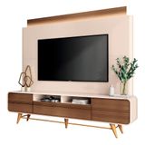 Estante Painel De Tv 85 220cm Évora H01 Castanho-off White - Mpozenato