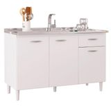 Balcão De Cozinha Com Pia Inox 120cm Classic P11 Branco - Mpozenato