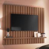 Painel Tv 60 160cm Suspenso Ripado Link Castanho - Hb Móveis