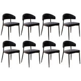 Cadeira De Jantar Estofada Kit 8 Chloe M25 Sintético Preto - Mpozenato