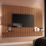 Painel Tv 70 200cm Suspenso Ripado Link Castanho - Hb Móveis