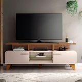 Rack Bancada De Tv 60 Pol 160cm Essenza Castanho/off White - Hb Móveis