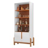 Cristaleira De Vidro Para Sala De Jantar Nay C14 Branco/cedro - Mpozenato