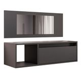 Penteadeira Camarim Com Espelho Suspensa 90cm 1 Gaveta Elle Z34 Preto - Mpozenato