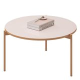 Mesa De Centro Redonda Para Sala Pé Metal Nala D04 Off White - Mpozenato