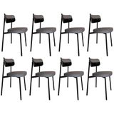 Cadeira De Jantar Estofada Kit 8 Ella M25 Linho Cinza/preto - Mpozenato
