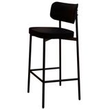 Banqueta Alta Bar Estofada Ella M25 Linho Preto - Mpozenato