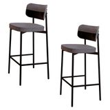Banqueta Alta Bar Estofada Kit 2 Ella M25 Linho Cinza/preto - Mpozenato