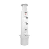 Torre De Tomada Com 2 Tomadas + 2 Usb Tipo A+c Retrátil Renna Prata