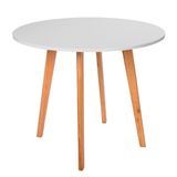 Mesa De Jantar Leda Wood Redonda 120cm Madeira Mdf Tx Branco