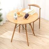 Mesa Eiffel 70cm Redonda Madeira Mdf Tx Design Moderno Freijó