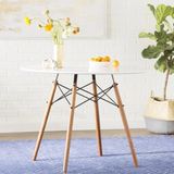 Mesa Jantar Eiffel 110 Redonda Cozinha Madeira Mdf Tx Branco