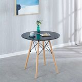 Mesa Jantar Eames Eiffel 80cm Redonda Madeira Mdf Tx Preto