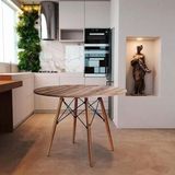Mesa Eiffel 110cm Redonda Cozinha Madeira Mdf Tx Freijó