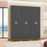 Guarda-roupa Casal 100% Mdf 6 Portas 4 Gavetas Noronha Nature/alasca