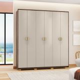 Guarda-roupa Casal 100% Mdf 6 Portas 4 Gavetas Noronha Imbuia/fendi