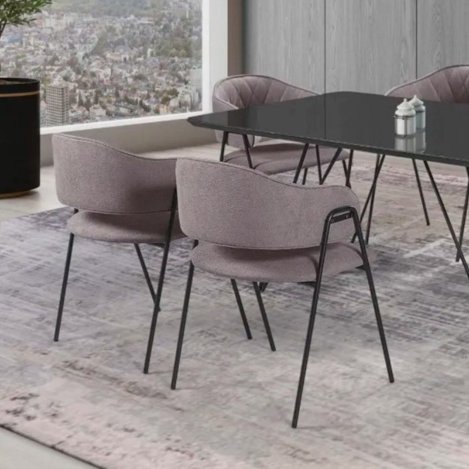 Conjunto 2 Cadeiras De Jantar Veneza Cinz/preto