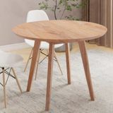 Mesa De Jantar Leda 80cm Redonda Resistente Base Metal Freijó