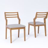 Kit Com 2 Cadeiras De Jantar Damasco Madeira/cinza