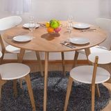 Mesa De Jantar Redonda Leda Base Metal 120cm Redonda Freijó