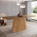 Mesa Olívia Para 8 Lugares Tampo 200cm Com Vidro Canto Arredondado Nature