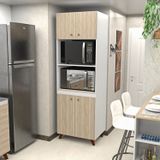 Paneleiro Torre Quente 212,5x70cm Para Forno E Micro Carvalho / Branco