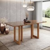 Mesa Yara Para 6 Lugares Tampo De 160cm Canto Arredondado Com Vidro Nature