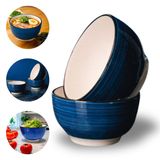 Conjunto 2 Tigelas Bowl De Cerâmica Azul Nancy 600ml - 14cm