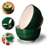 Conjunto 2 Tigelas Bowl De Cerâmica Verde Nancy 600ml - 14cm