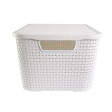 Caixa Organizadora Rattan Cesto Com Tampa 15 Litros Branco