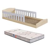Cama Com Colchão Gazin Solteiro Montessoriana Encanto Completa Móveis Carvalho Branco